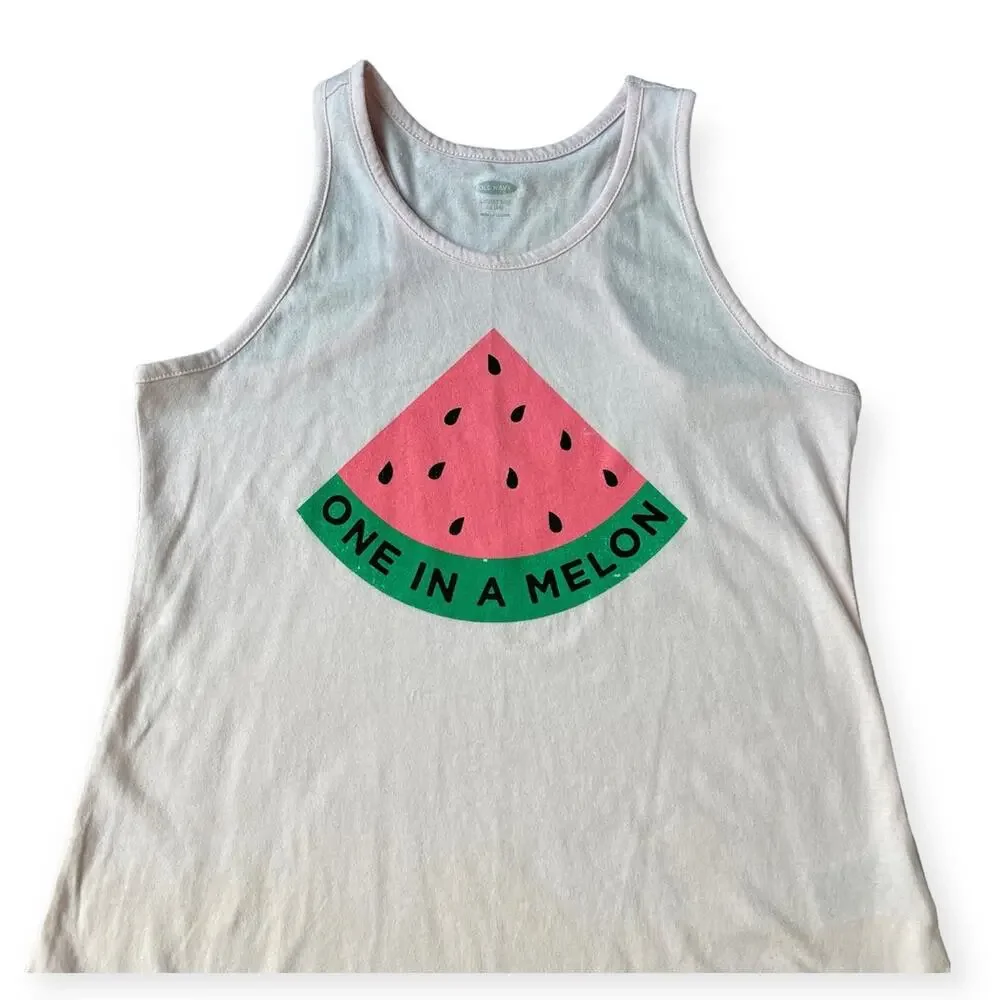 Girls XL 14 Old Navy Light Pink Sleeveless One In A Melon Softest Tank Top Shirt